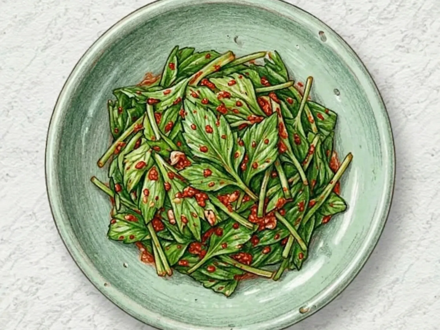 Chamnamul Kimchi (kimchi coreano de pimpinela)