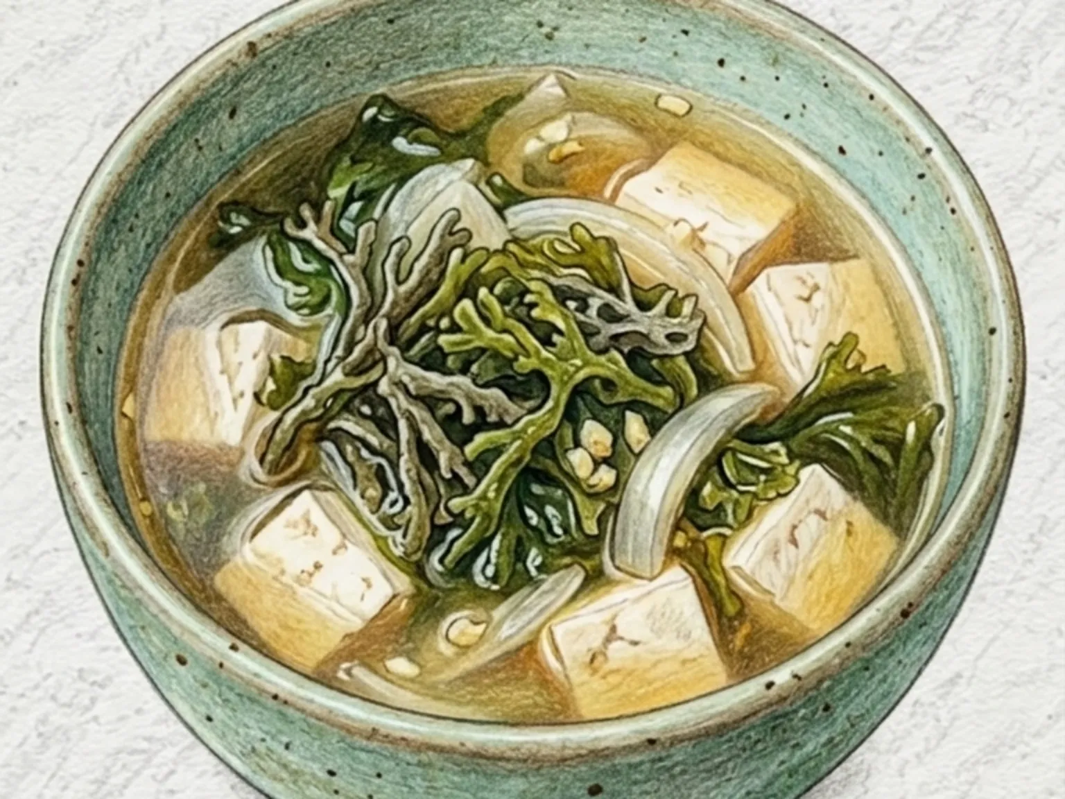 青角と豆腐のクク（青角海藻と豆腐の旨味スープ）