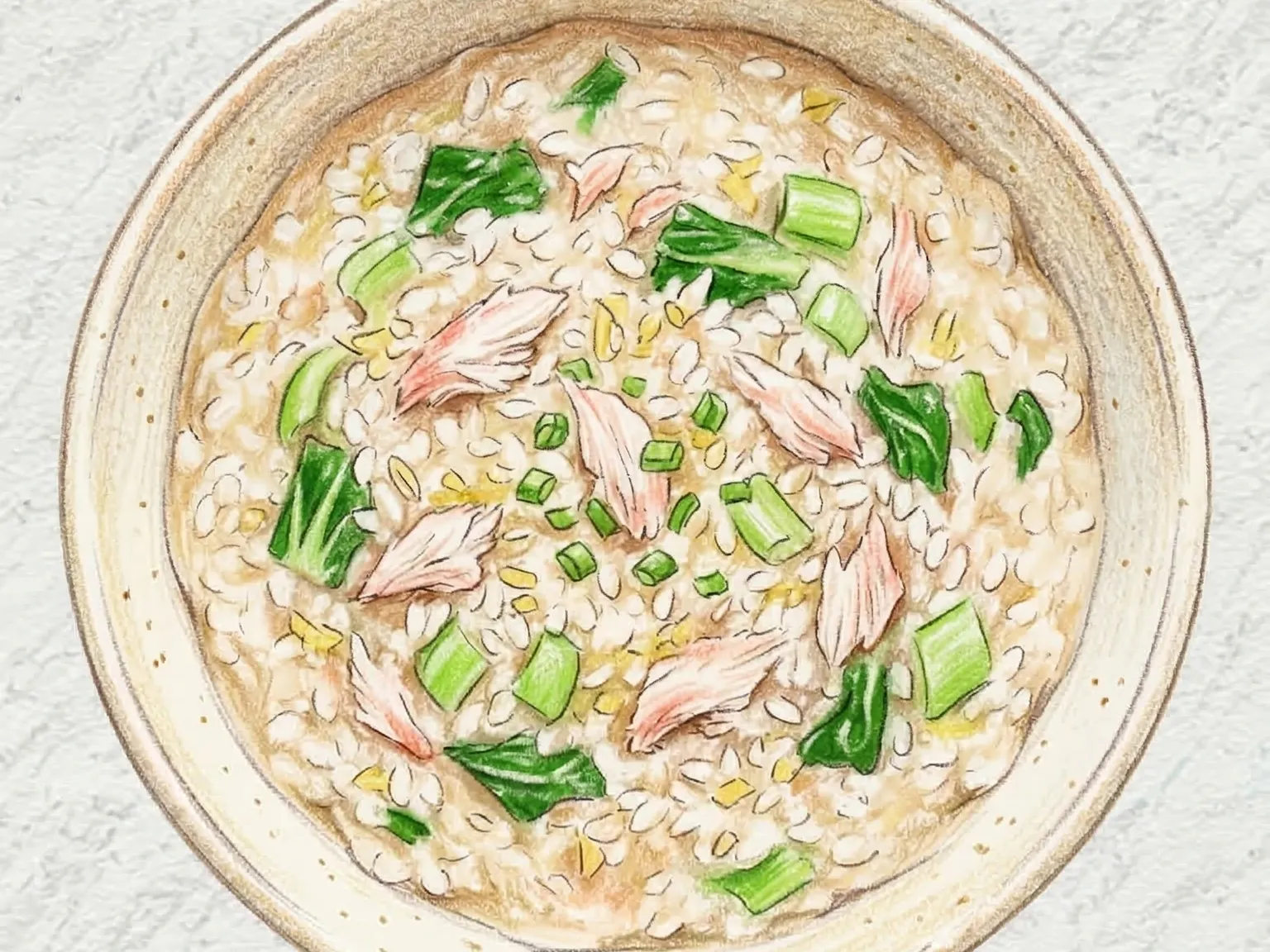 Cheonggyeongchae Gesal Juk (gachas de arroz con cangrejo y bok choy coreanas)