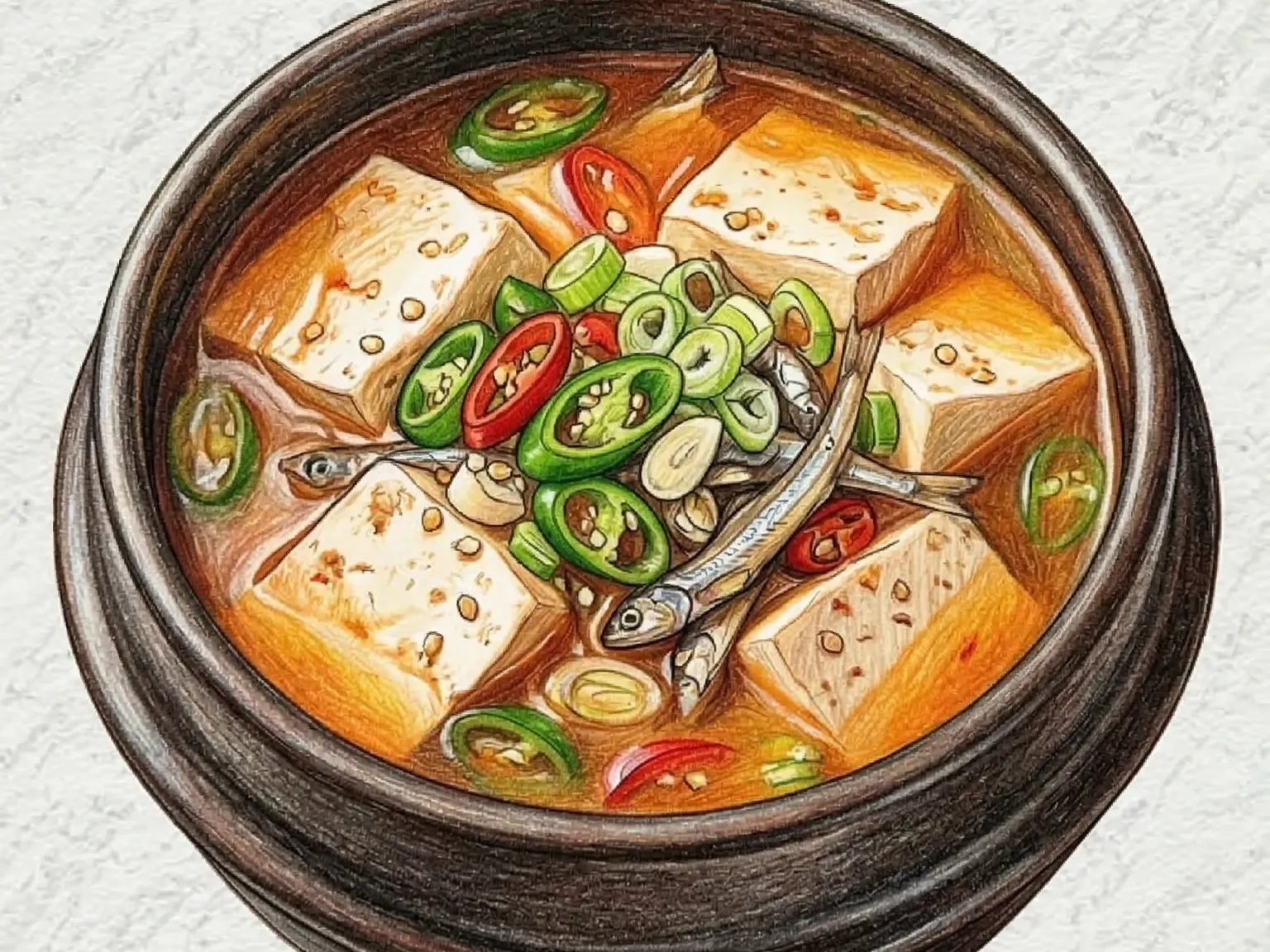 青陽煮干し豆腐チゲ(激辛アンチョビと豆腐の鍋)