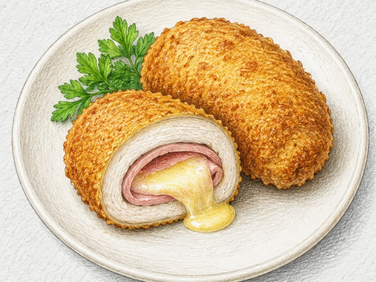 치킨 코르동 블루 (햄 치즈 속 빵가루 닭고기)