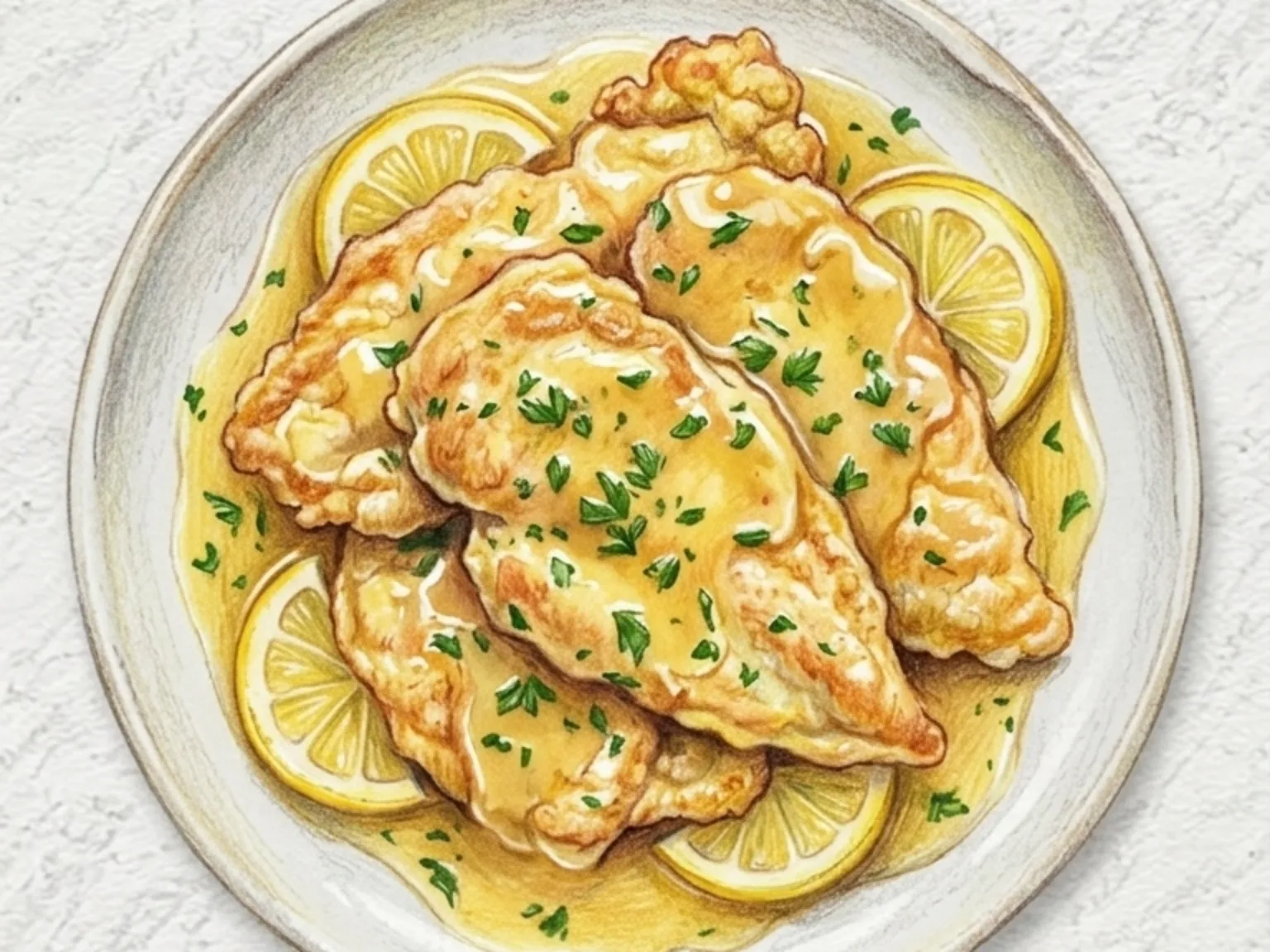 チキン・フランチェーゼ（卵衣のレモンバターソース鶏肉）