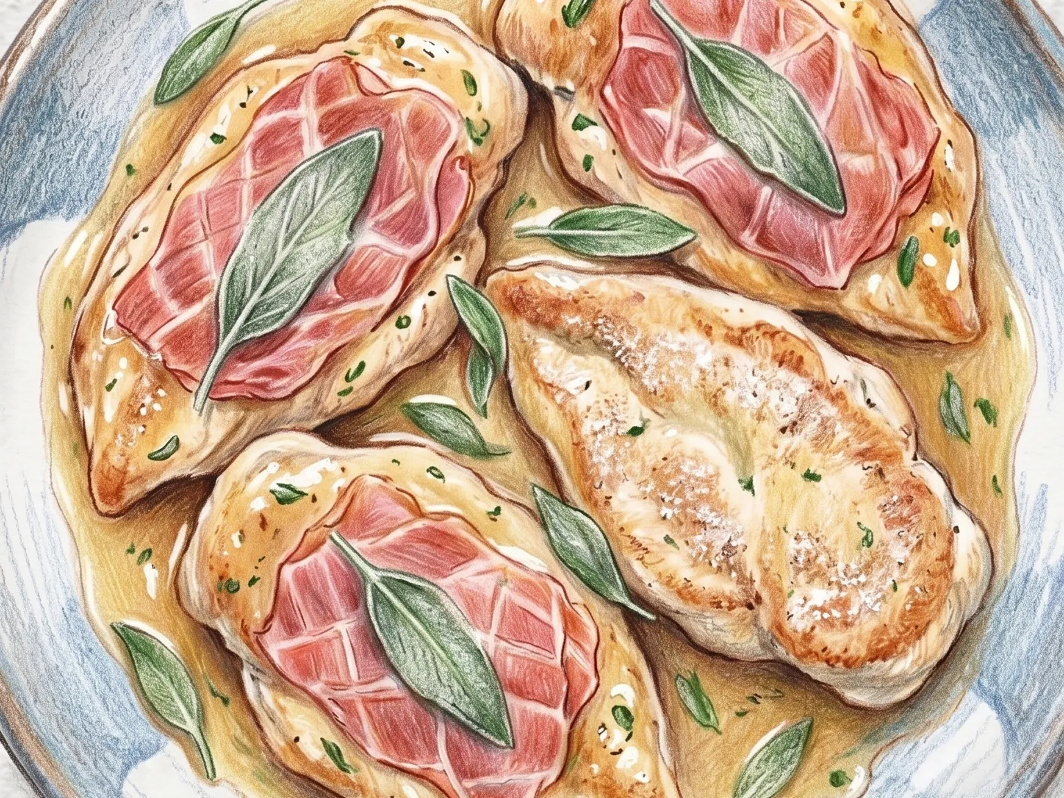 치킨 살팀보카 (프로슈토 세이지 이탈리아 닭고기)