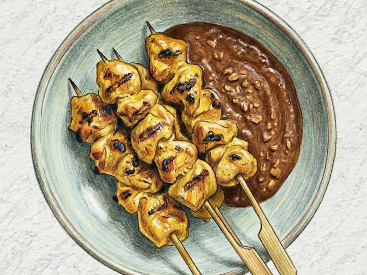 치킨 사테 (땅콩소스 꼬치구이)