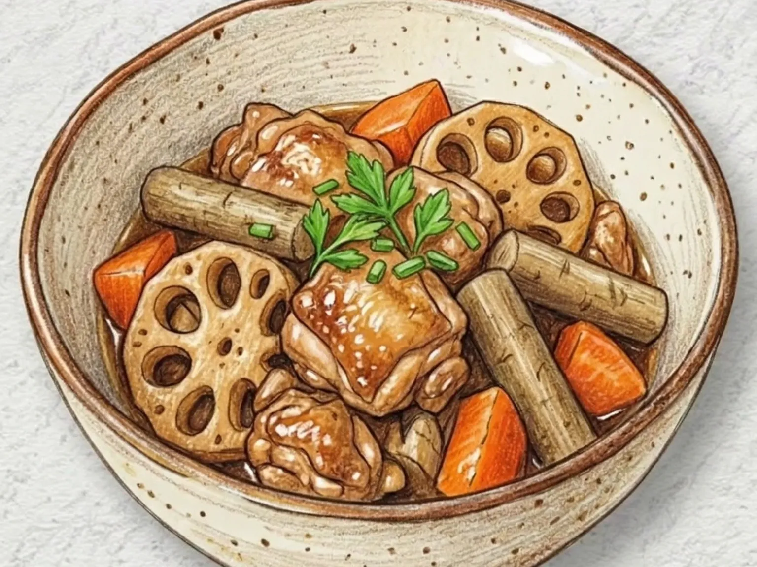 Japanese Braised Chicken and Root Vegetables