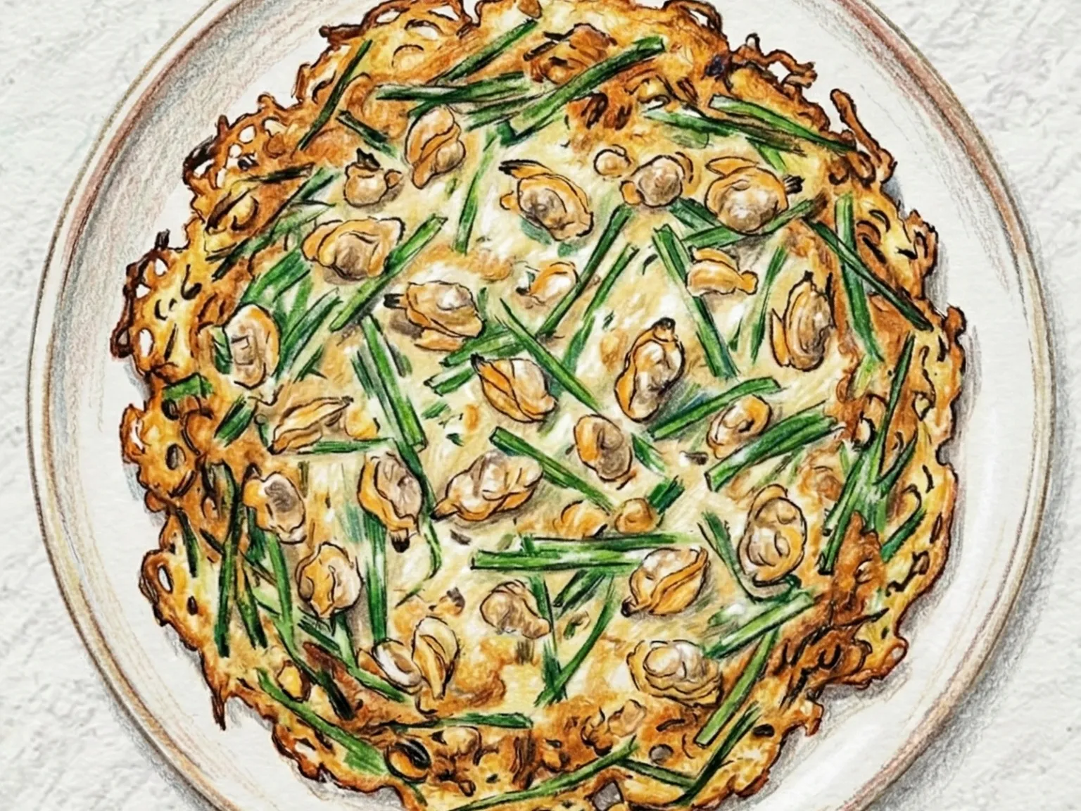 Buchu Jogae Jeon (panqueque de cebollino coreano y almejas)