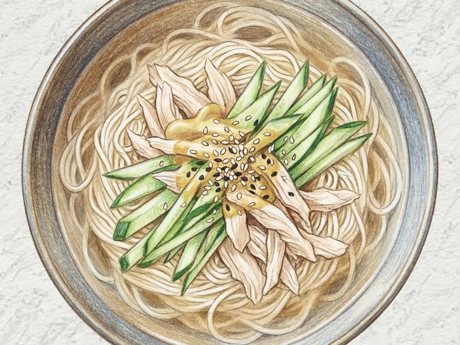 チョゲグクス（韓国式からし酢冷し鶏麺）