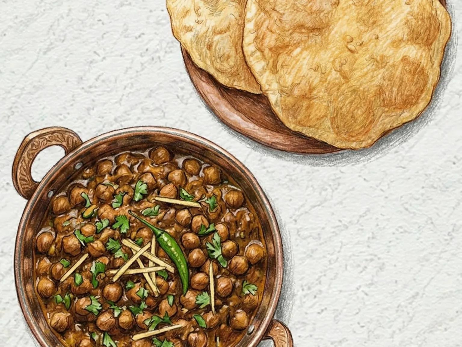 チョーレーバトゥーレー（ひよこ豆カレーと揚げパン）