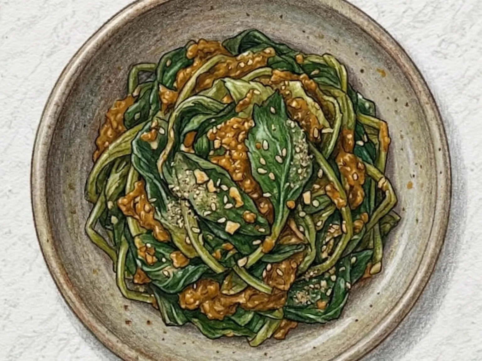 チィナムルのテンジャン和え(山菜の味噌えごま和え)