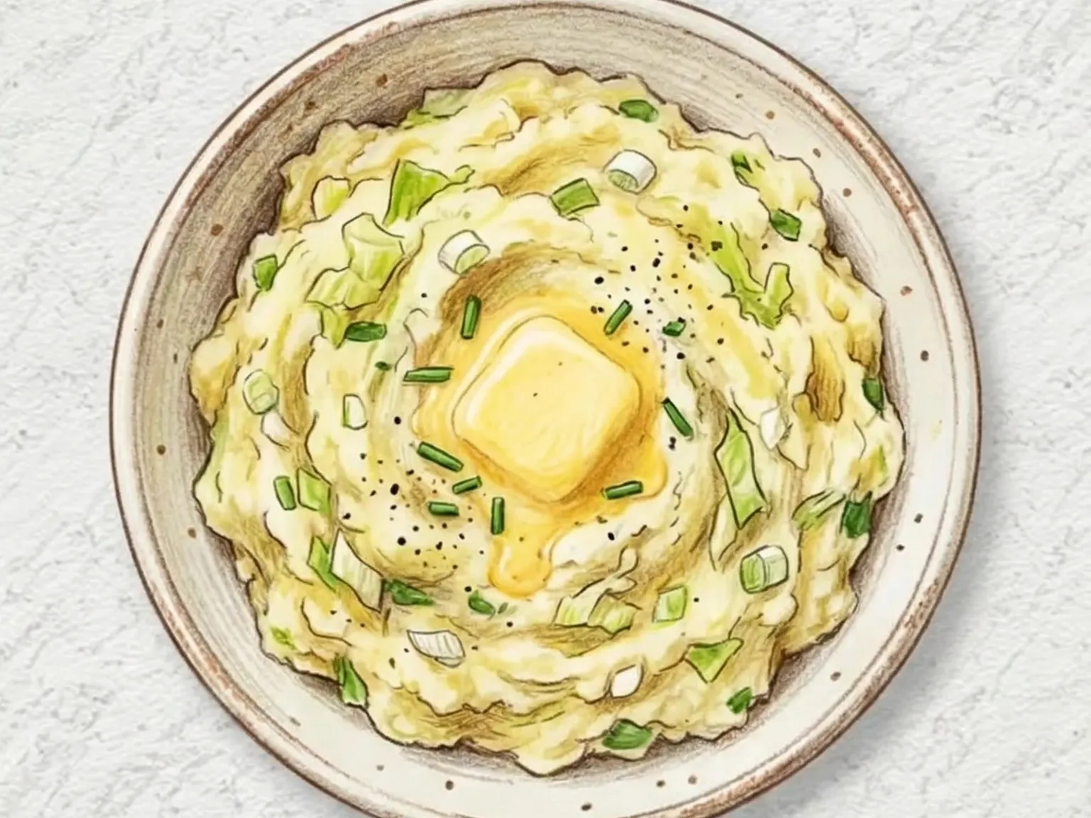 Colcannon (Irish Mashed Potatoes with Cabbage and Butter)