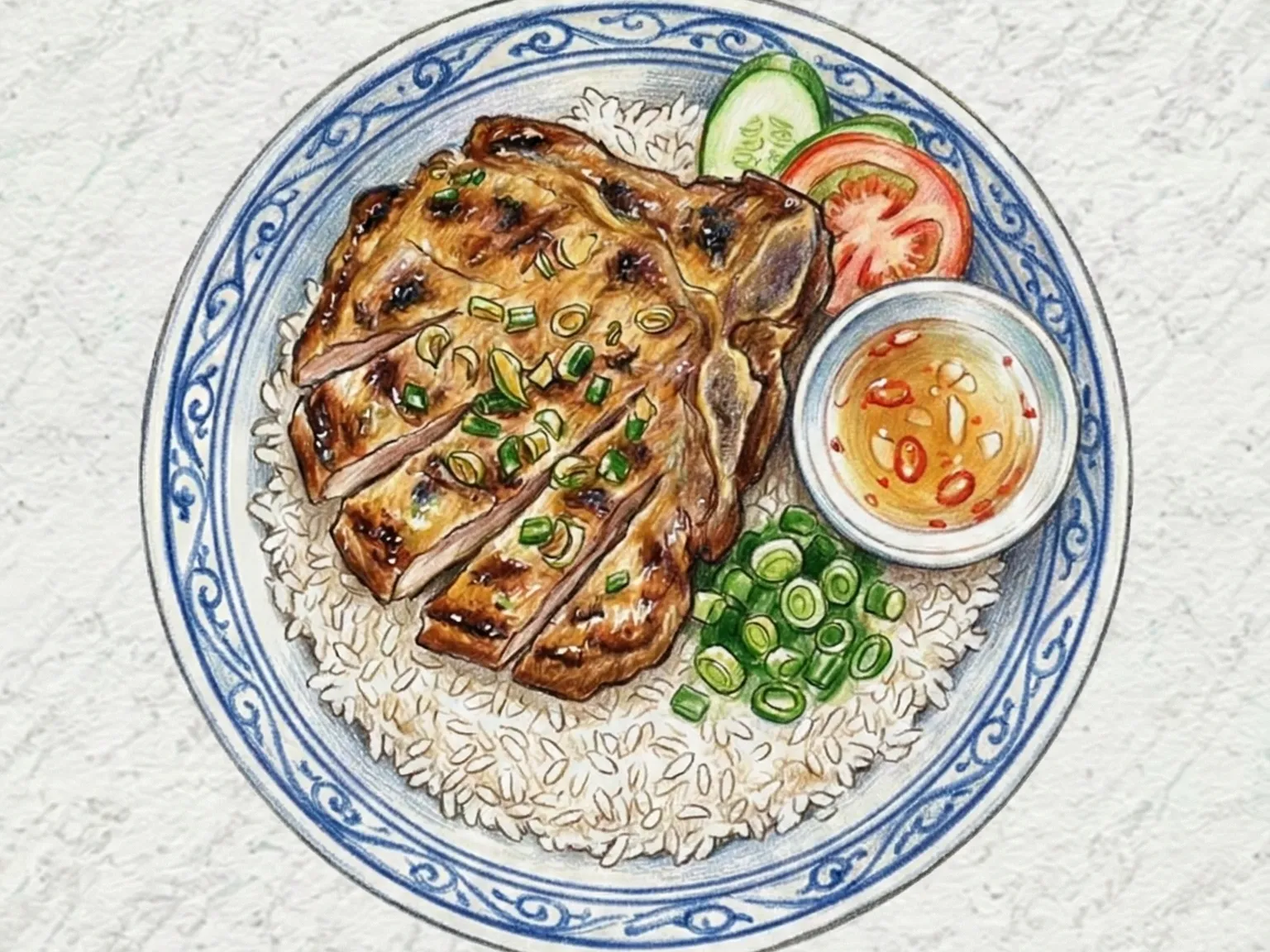 コムタム・スオンヌオン（ベトナム風豚肉のせご飯）