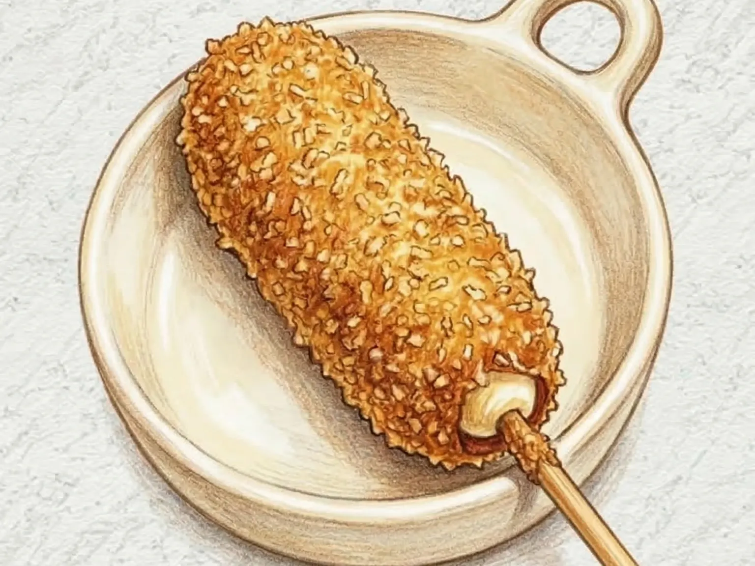 クリームチーズホットドッグ(ソーセージクリームチーズパン粉揚げ串)