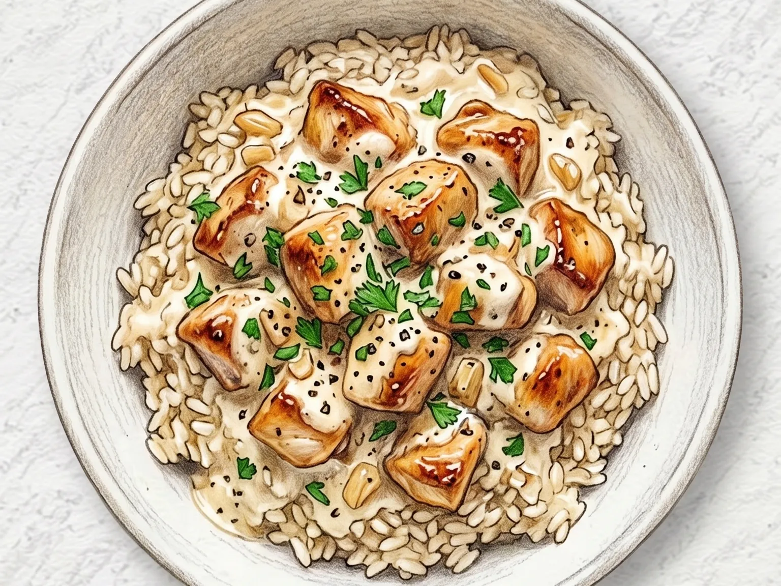 크림 치킨 덮밥