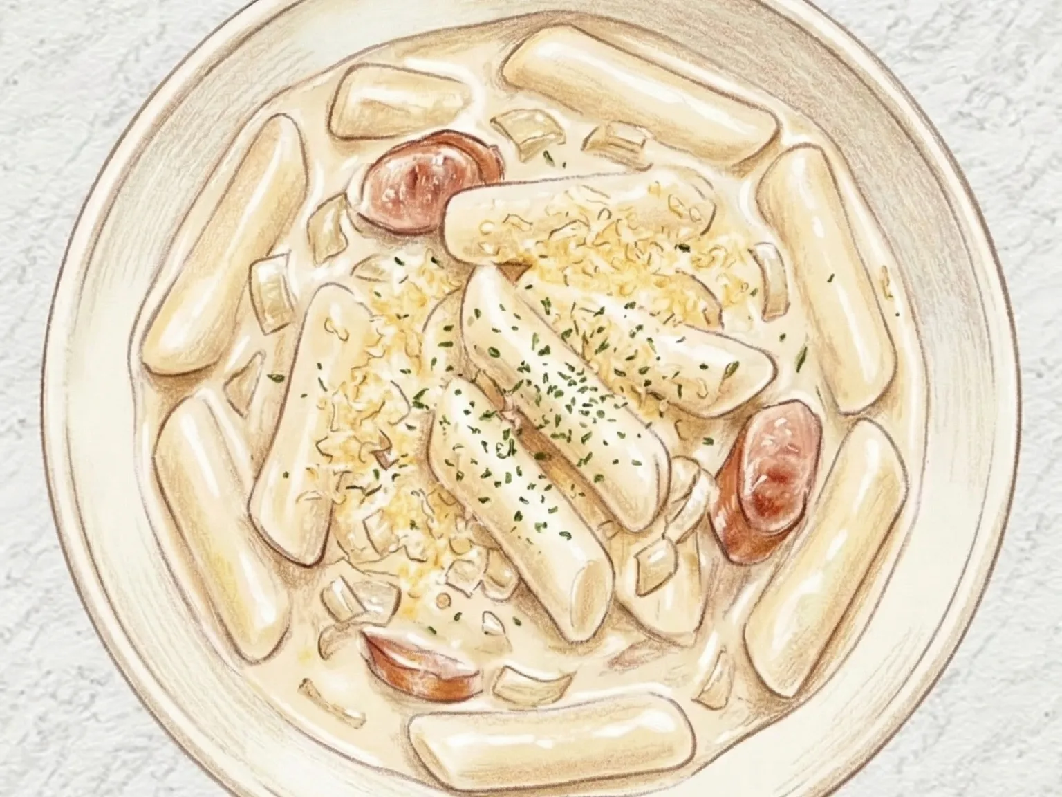 Korean Cream Tteokbokki (Chewy Rice Cake in Cream Butter Sauce)