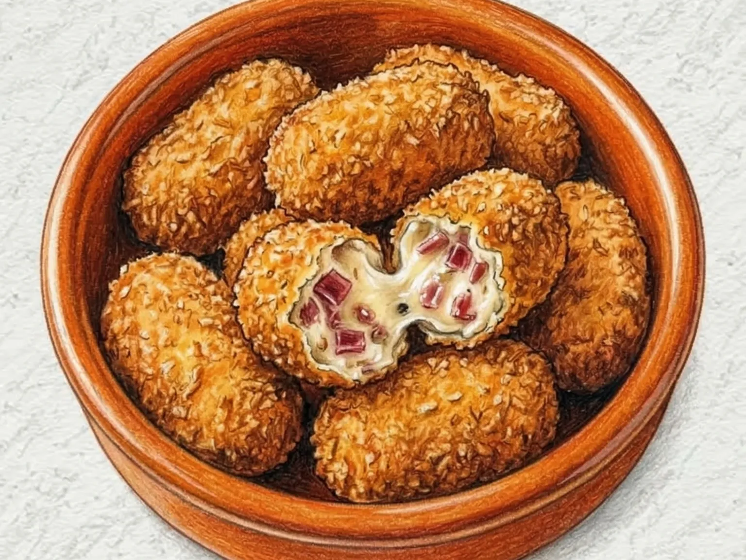 Croquetas de Jamón (Croquetes Crocantes de Presunto e Béchamel)