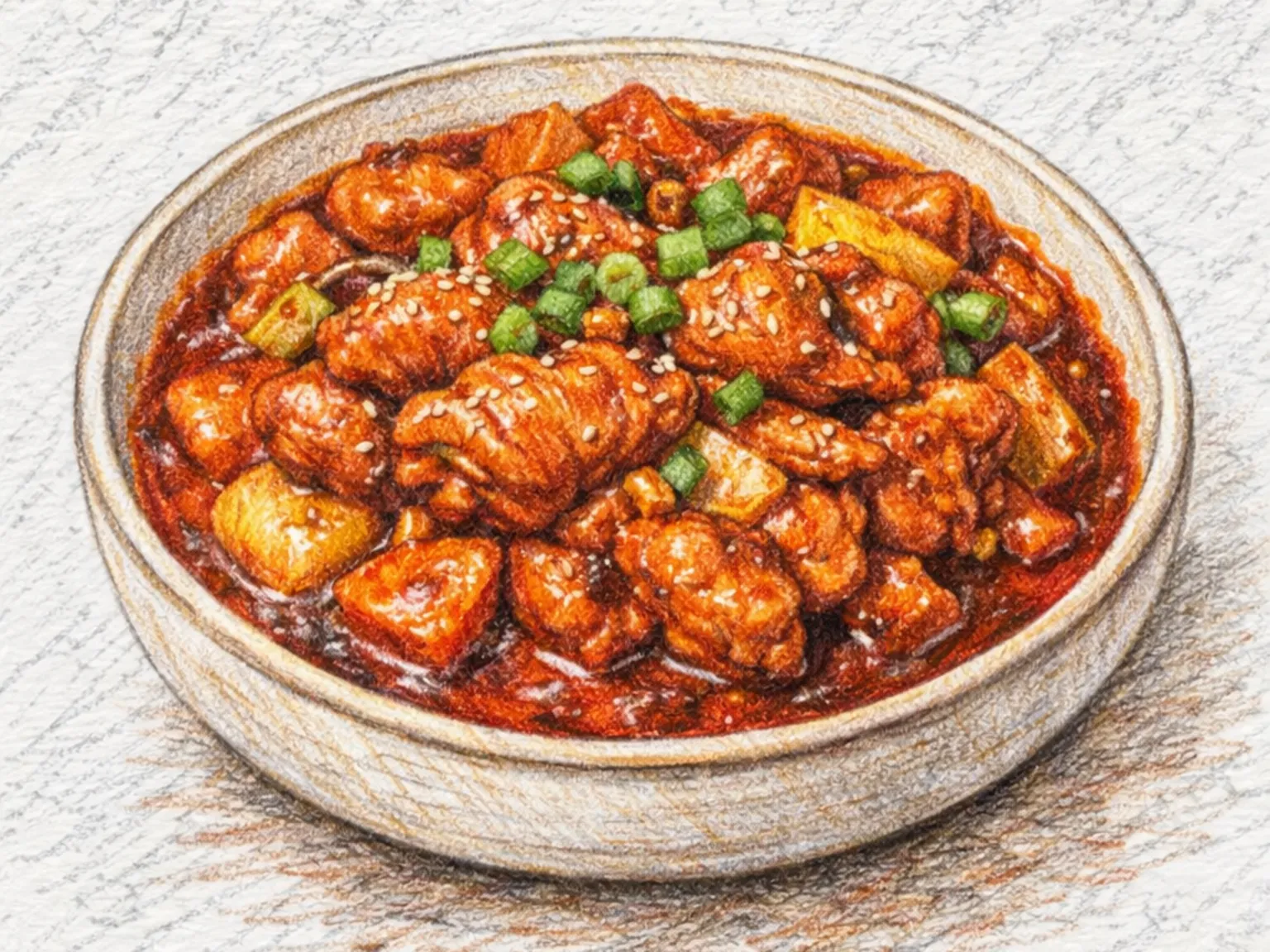 Dak Bokkeum Tang (pollo estofado picante coreano)