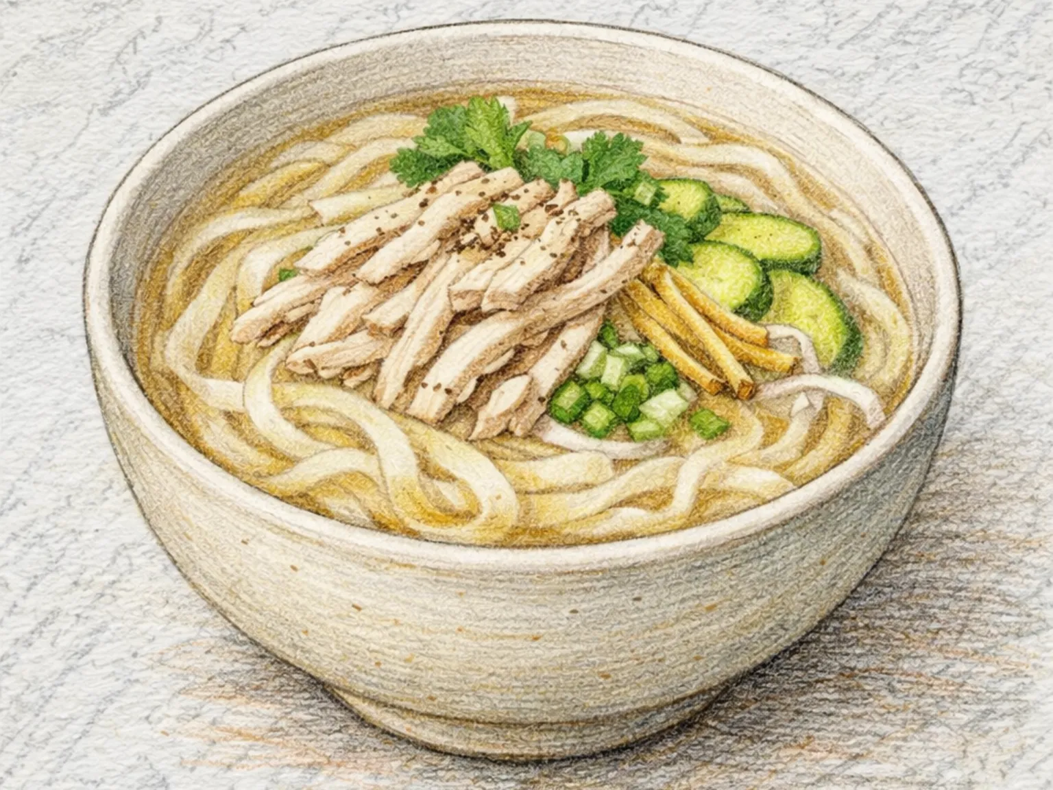Kalguksu de pollo (sopa de fideos cortados a cuchillo con pollo)