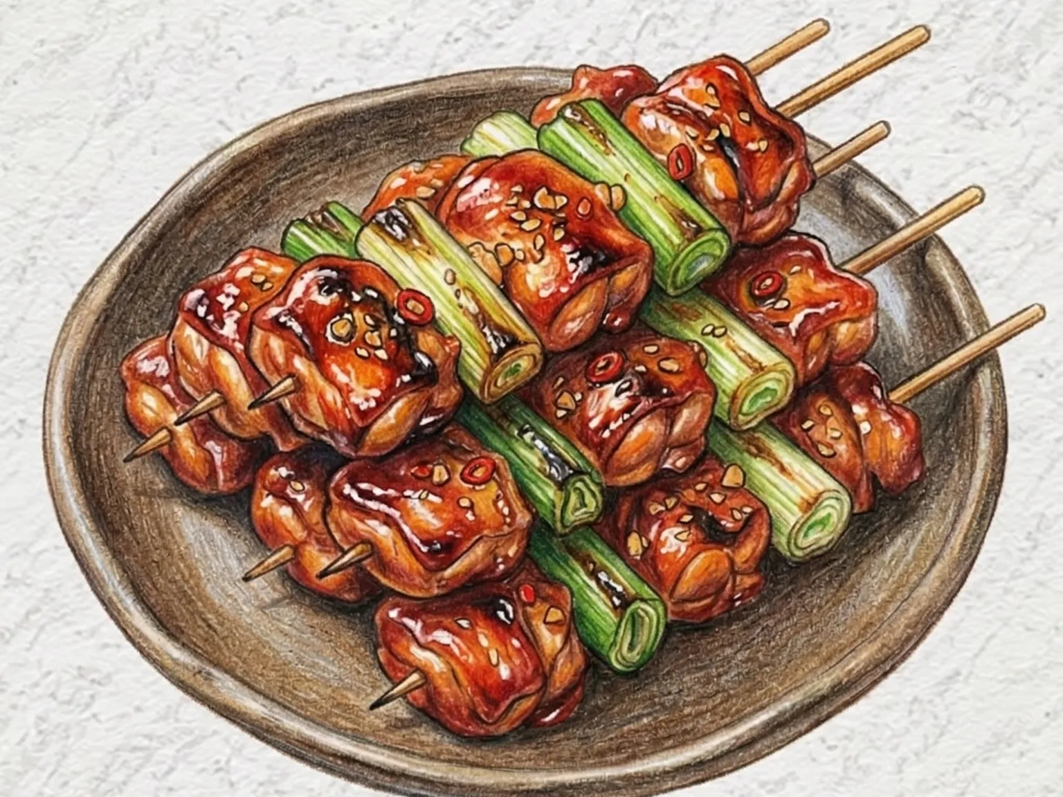 Dak-kkochi-gui (Espetinhos de frango coreanos grelhados)