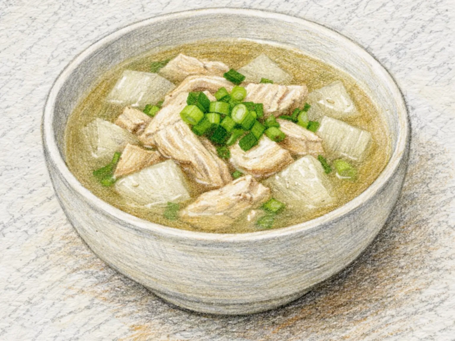 鶏と大根のクク(鶏もも肉と大根の澄んだスープ)