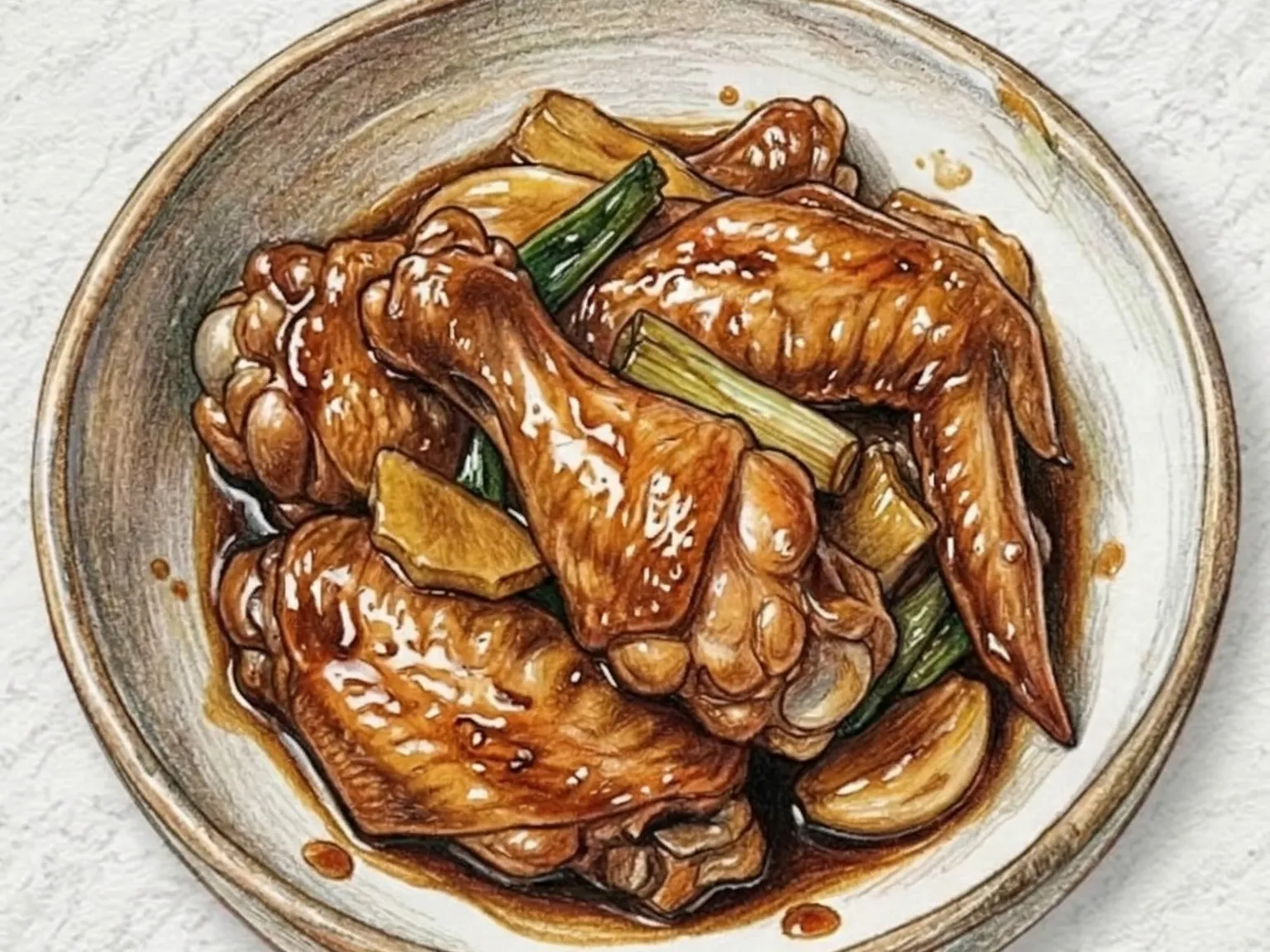 Dak-nalgae-ganjang-jorim (alitas de pollo coreanas glaseadas con soja)