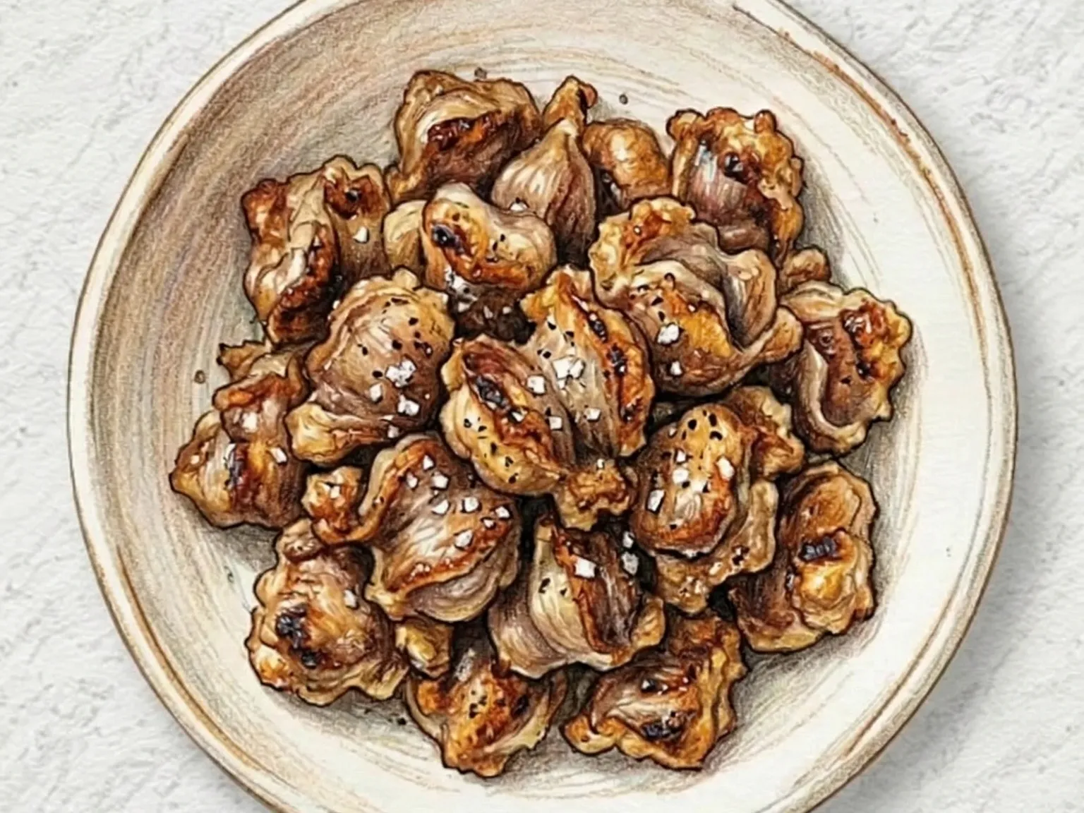 Mollejas de pollo a la sal a la coreana