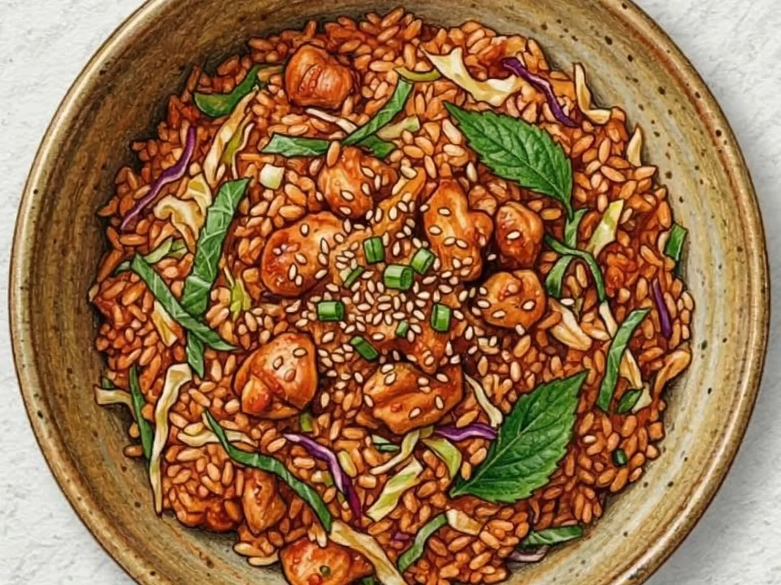 Dakgalbi Bokkeumbap (arroz frito coreano con pollo picante)