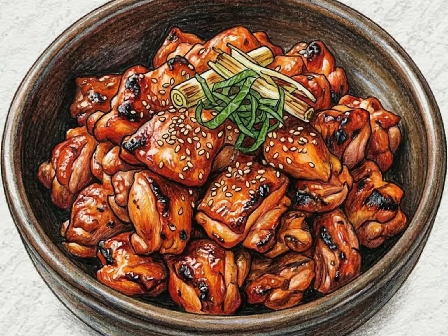 Dakgalbi Gui (costillas de pollo picantes a la parrilla)