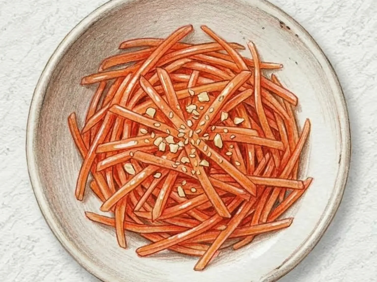 Danggeun Namul (namul de zanahoria sazonada al estilo coreano)