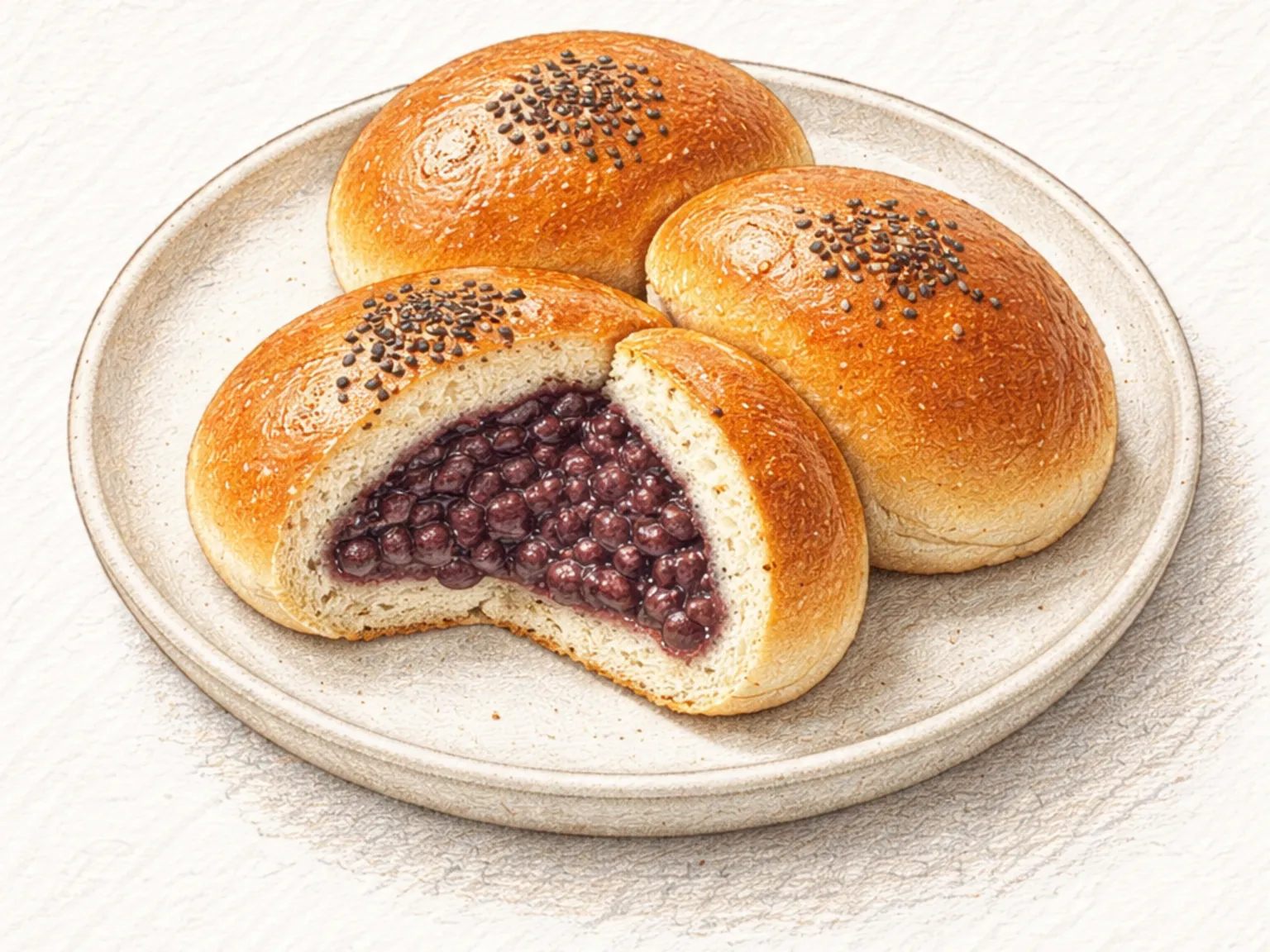 あんパン(こしあん入りふわふわイースト生地パン)