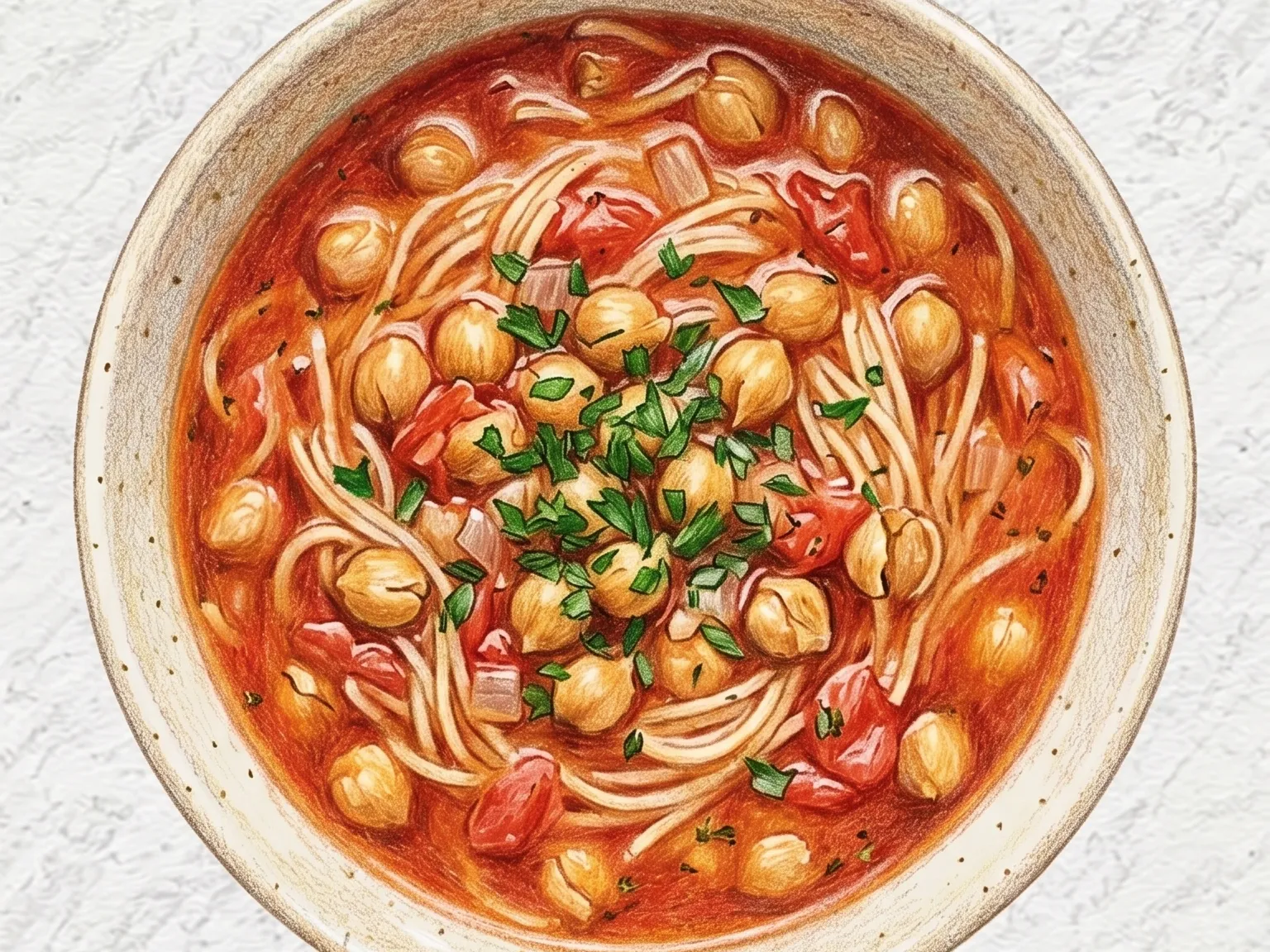 단자 누들 수프 (토마토 병아리콩 면수프)