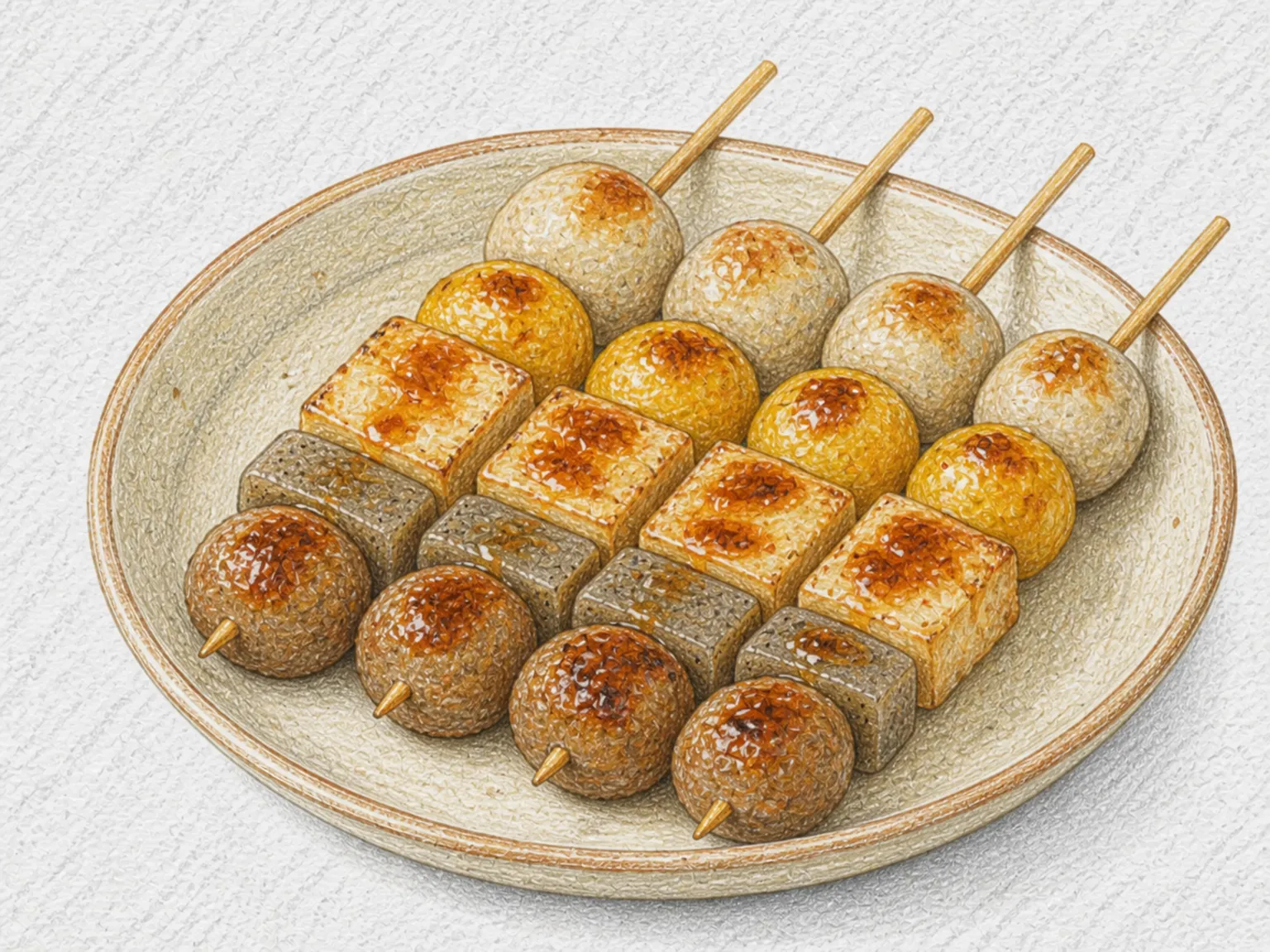 이야 데코마와시 (토란 두부 곤약 된장꼬치)