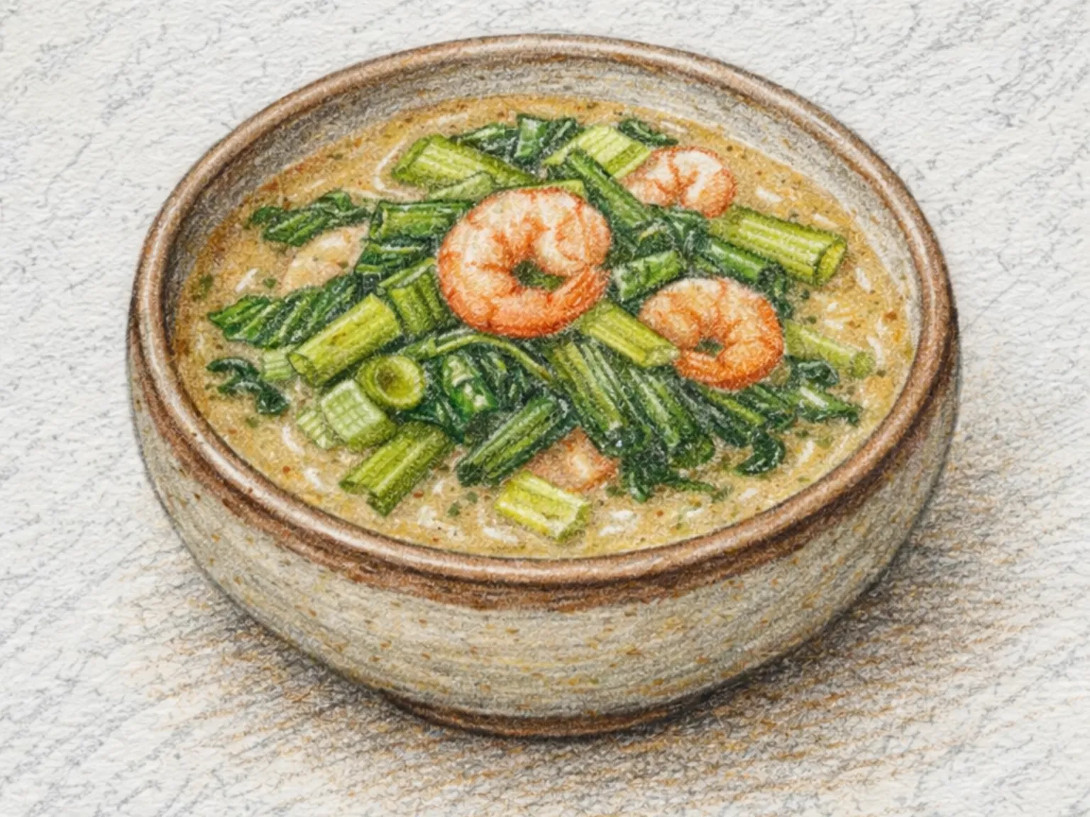 えごま大根葉エビチゲ(えごまと大根葉の海老入り鍋)