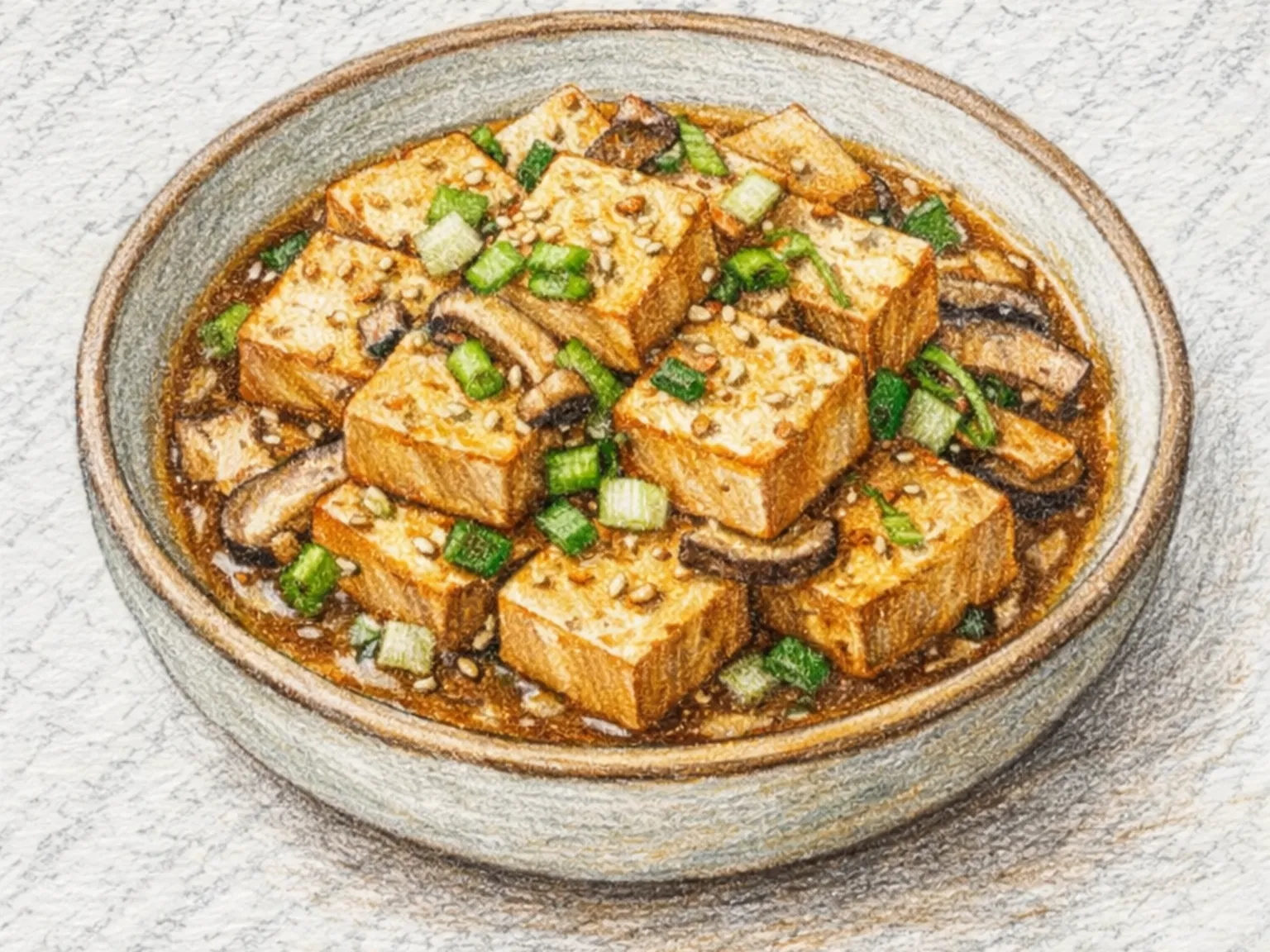 Doenjang Dubu Jorim (Tofu coreano estofado con pasta de soja)