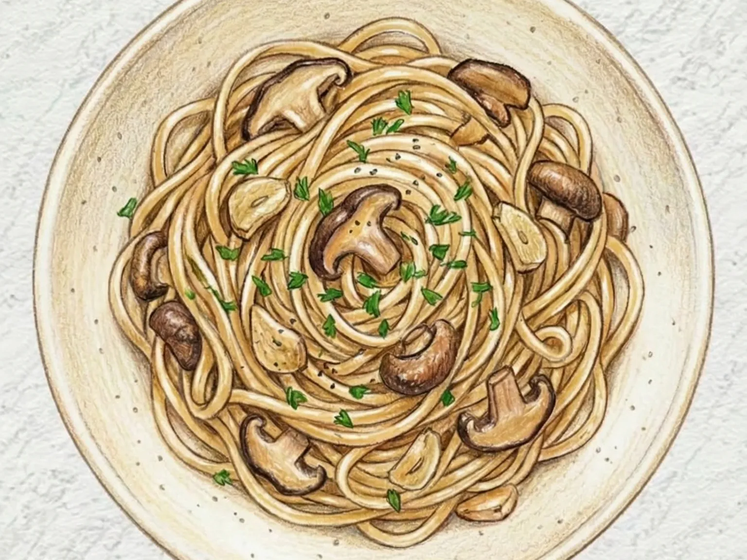 テンジャンきのこバターリングイネ(味噌バターきのこパスタ)