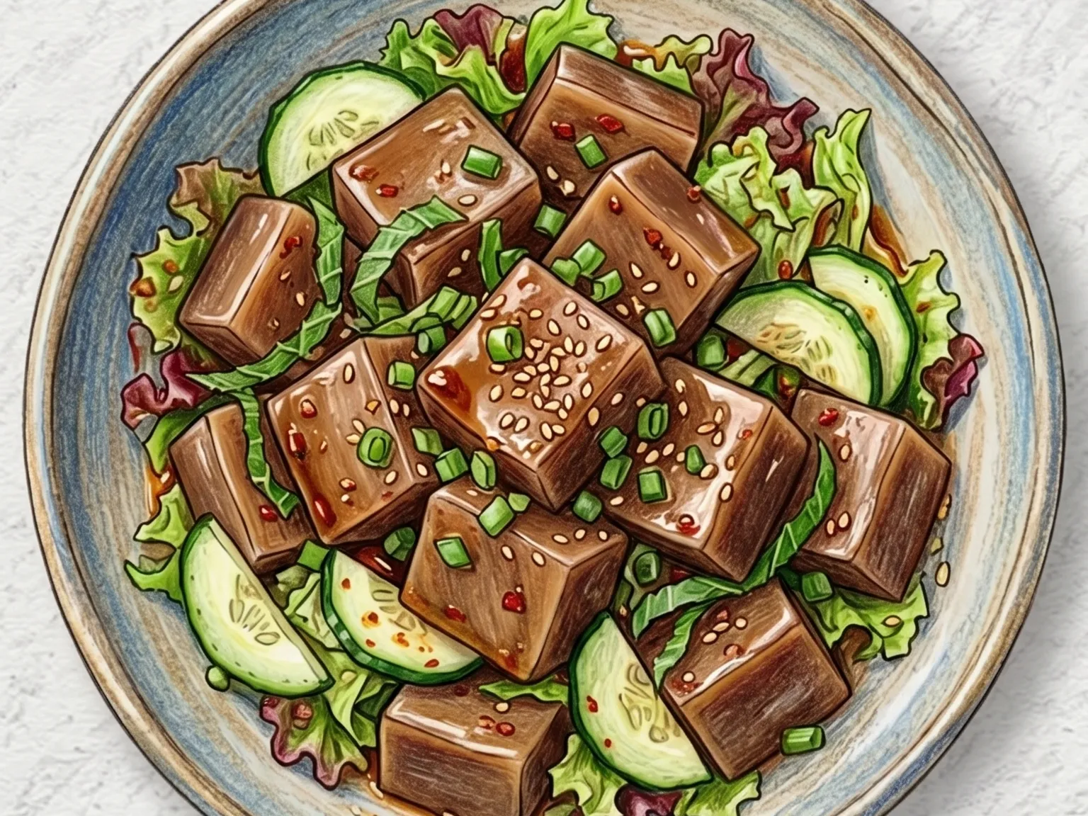 도토리묵 채소 샐러드