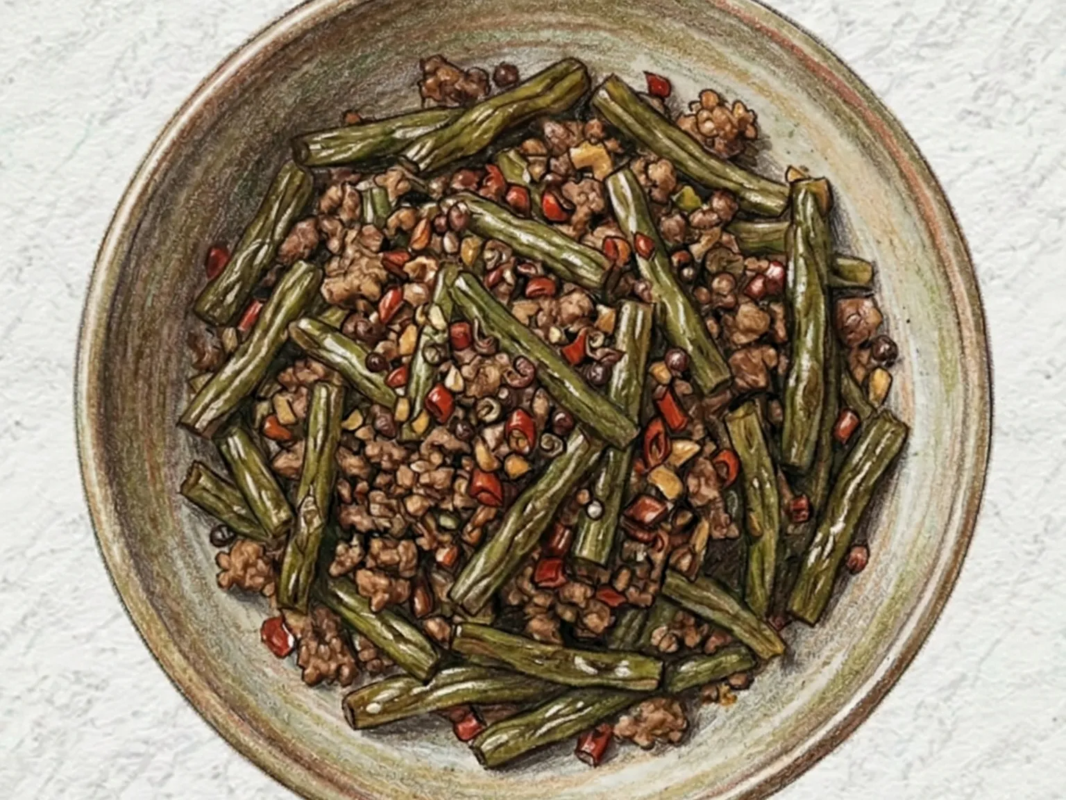 Sichuan Dry-Fried Green Beans (judías verdes de Sichuan fritas en seco)