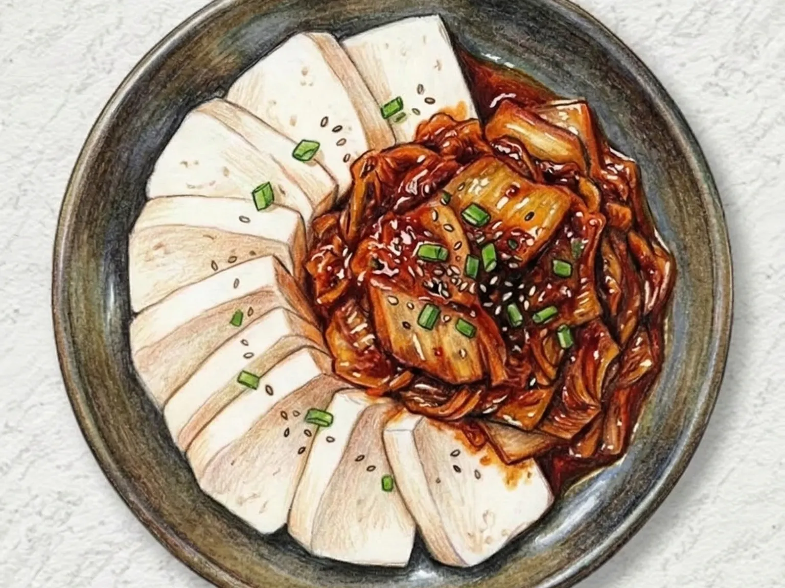 豆腐キムチ(熟成キムチ炒めと豆腐の韓国酒肴)