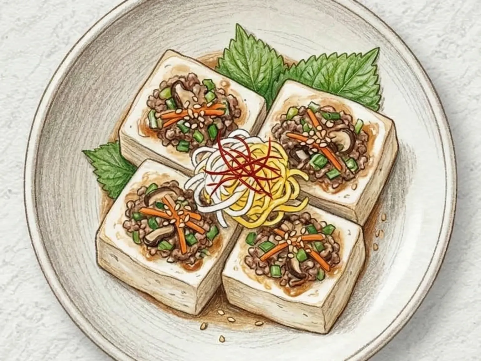 Dubu Seon (tofu relleno al vapor coreano)