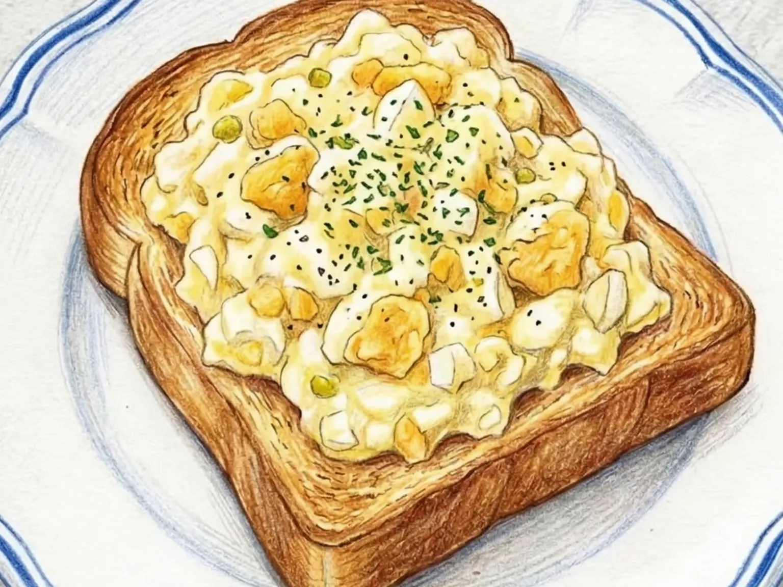 エッグマヨトースト(ゆで卵マヨのトースト)