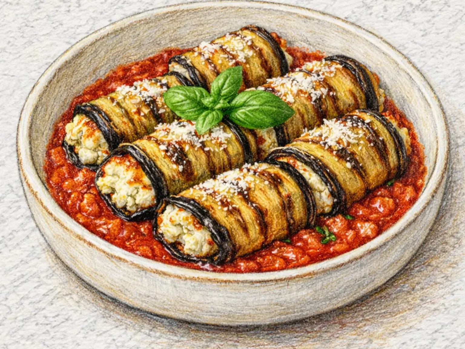 가지 롤라티니 (리코타 속채운 가지롤 오븐구이)