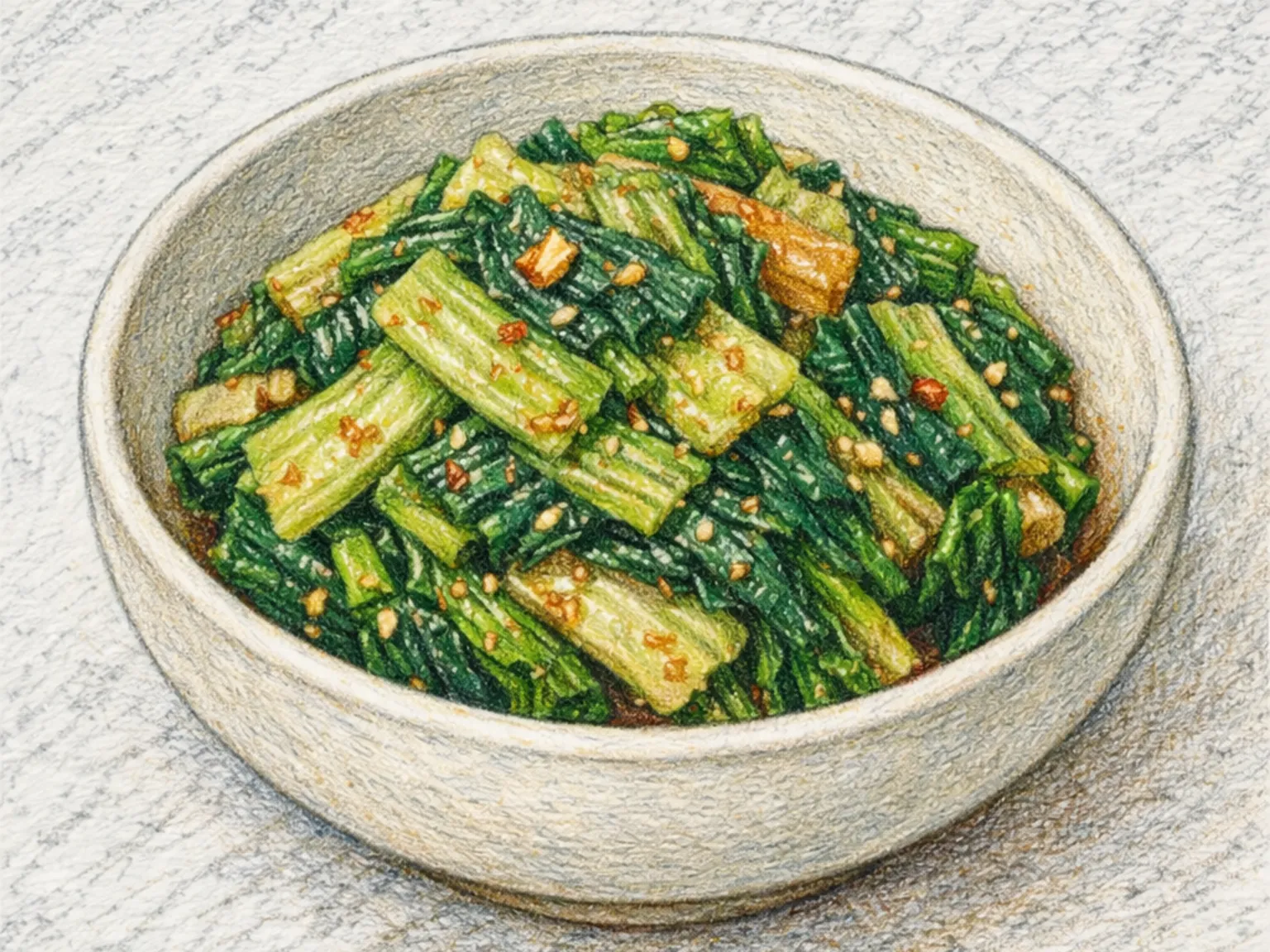 若白菜のテンジャン和え(茹で若白菜の味噌ナムル)