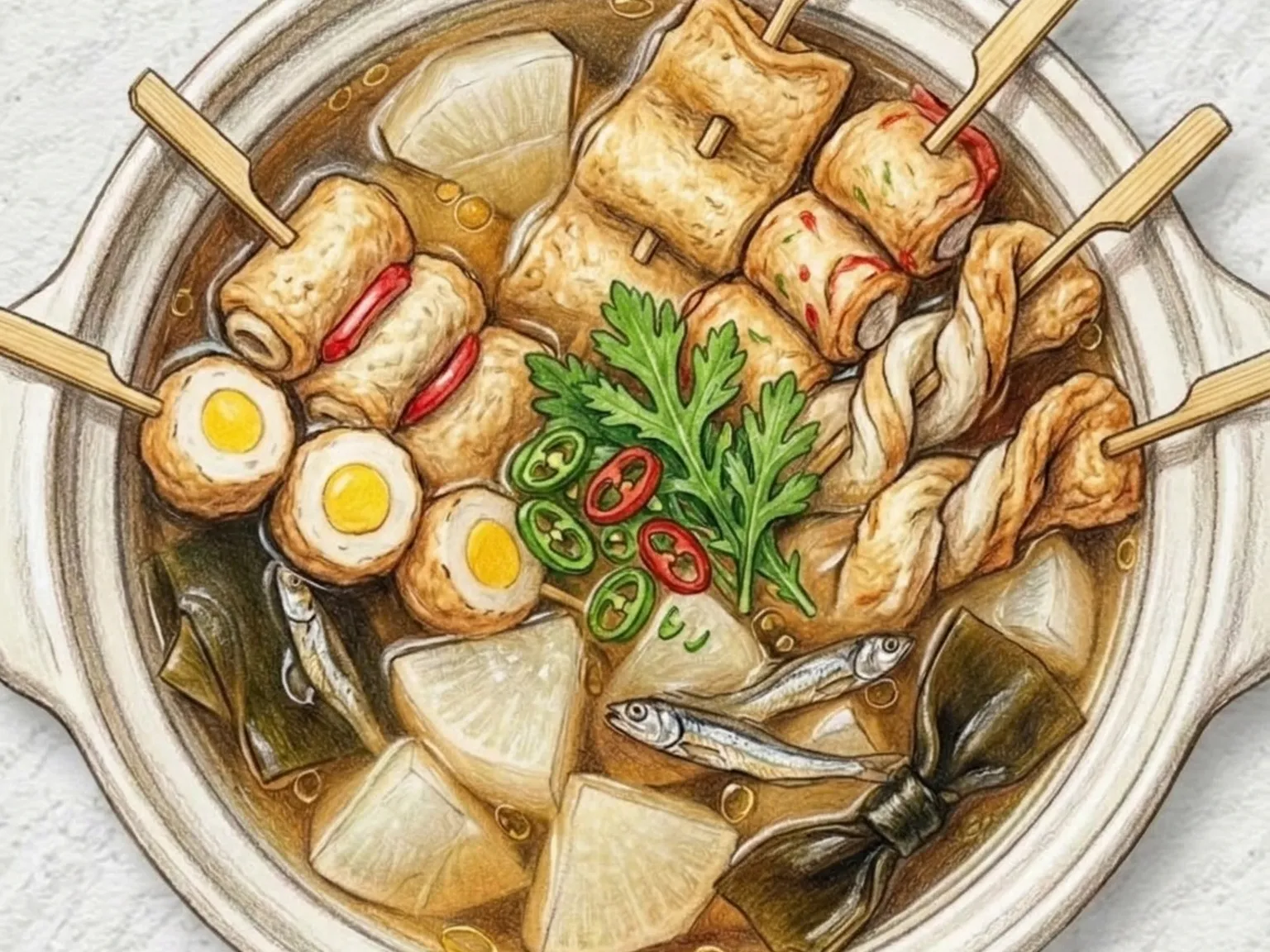 おでんスープ(煮干し昆布出汁の韓国練り物スープ)