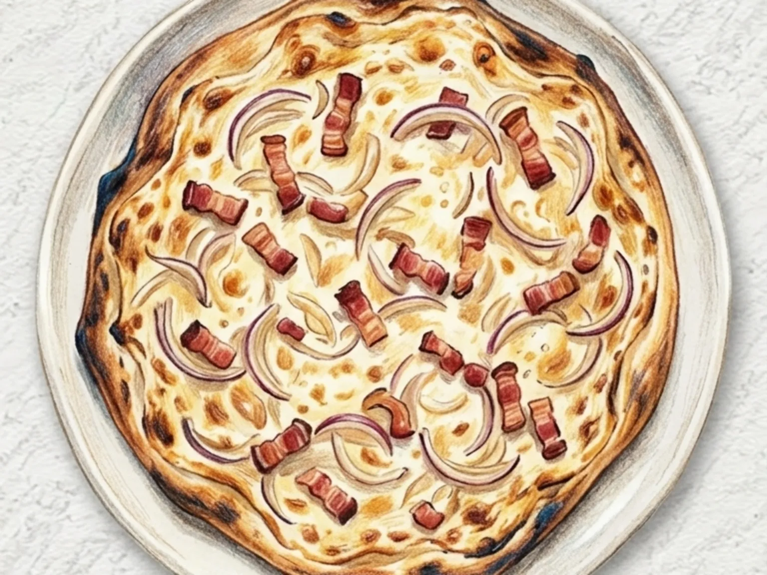 플람쿠헨 (크렘프레슈 양파 베이컨 플랫브레드)