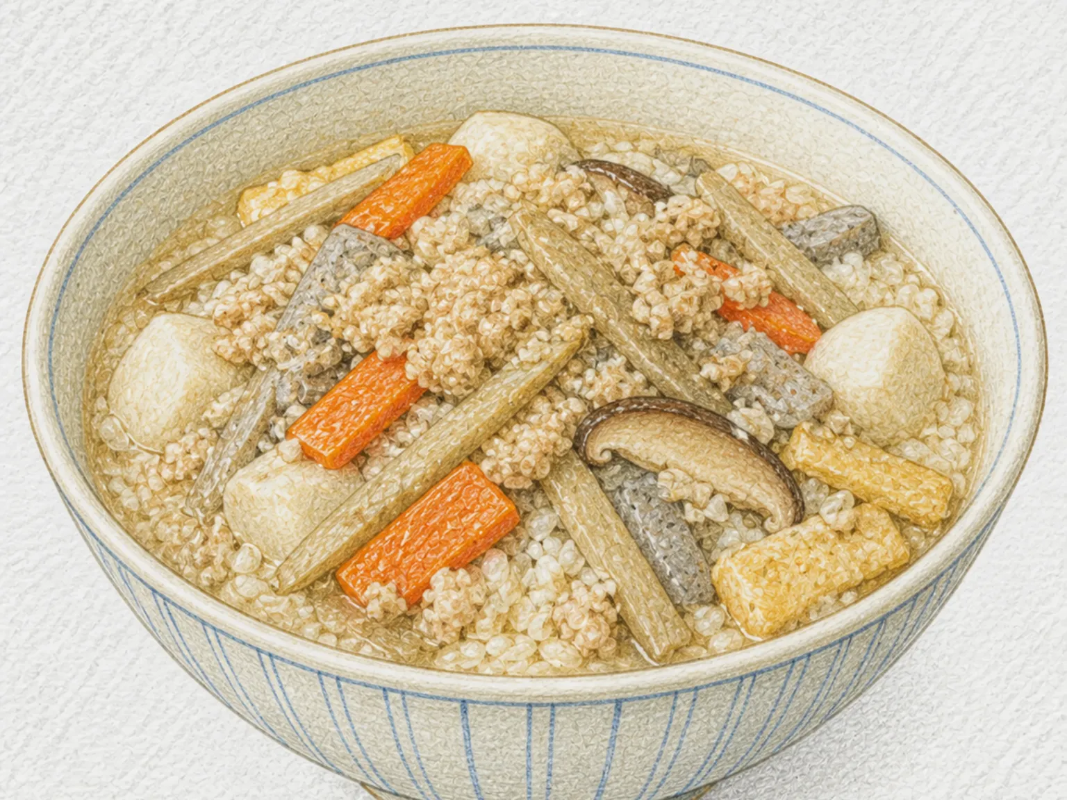 후나메시 (다진 붕어 뿌리채소 국밥)
