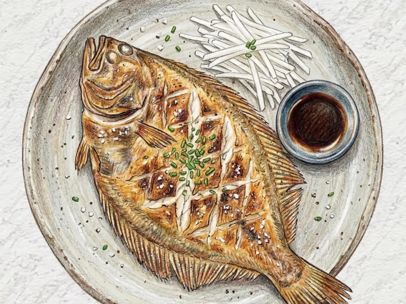 Korean Grilled Flounder (Salted Whole Flatfish Pan-Fry)