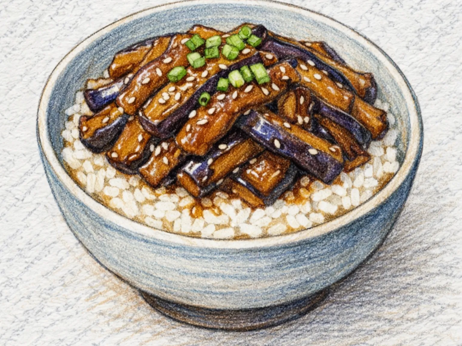 Gaji Deopbap (tazón de arroz con berenjena coreano)