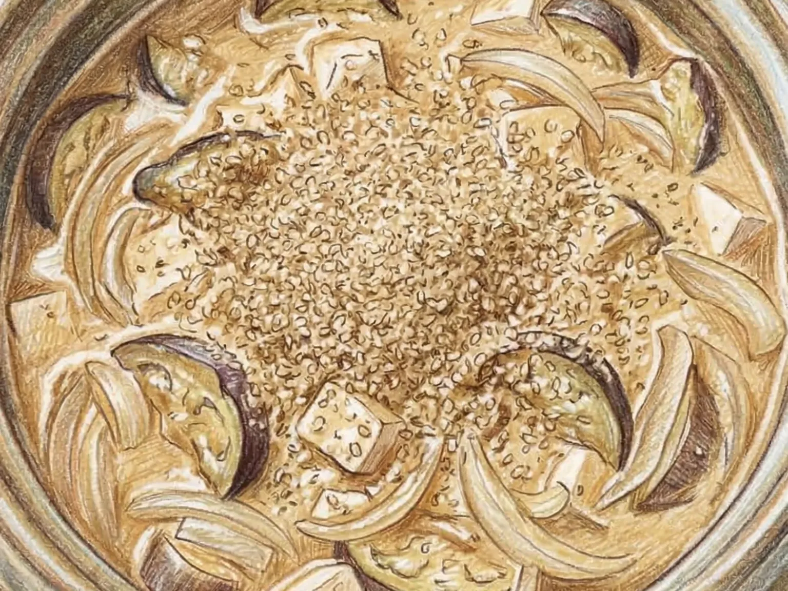 なすとえごまの豆腐チゲ（えごまとろみの茄子豆腐鍋）