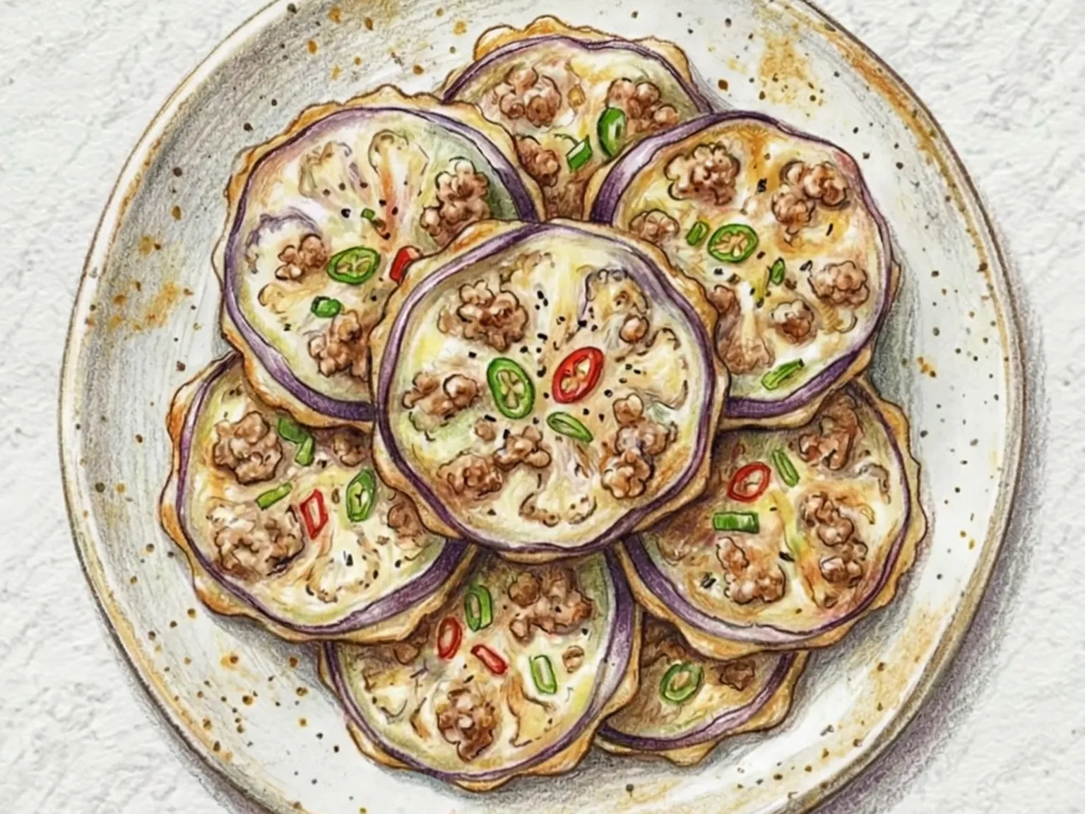 Gaji Pork Jeon (panqueque coreano de berenjena y cerdo)