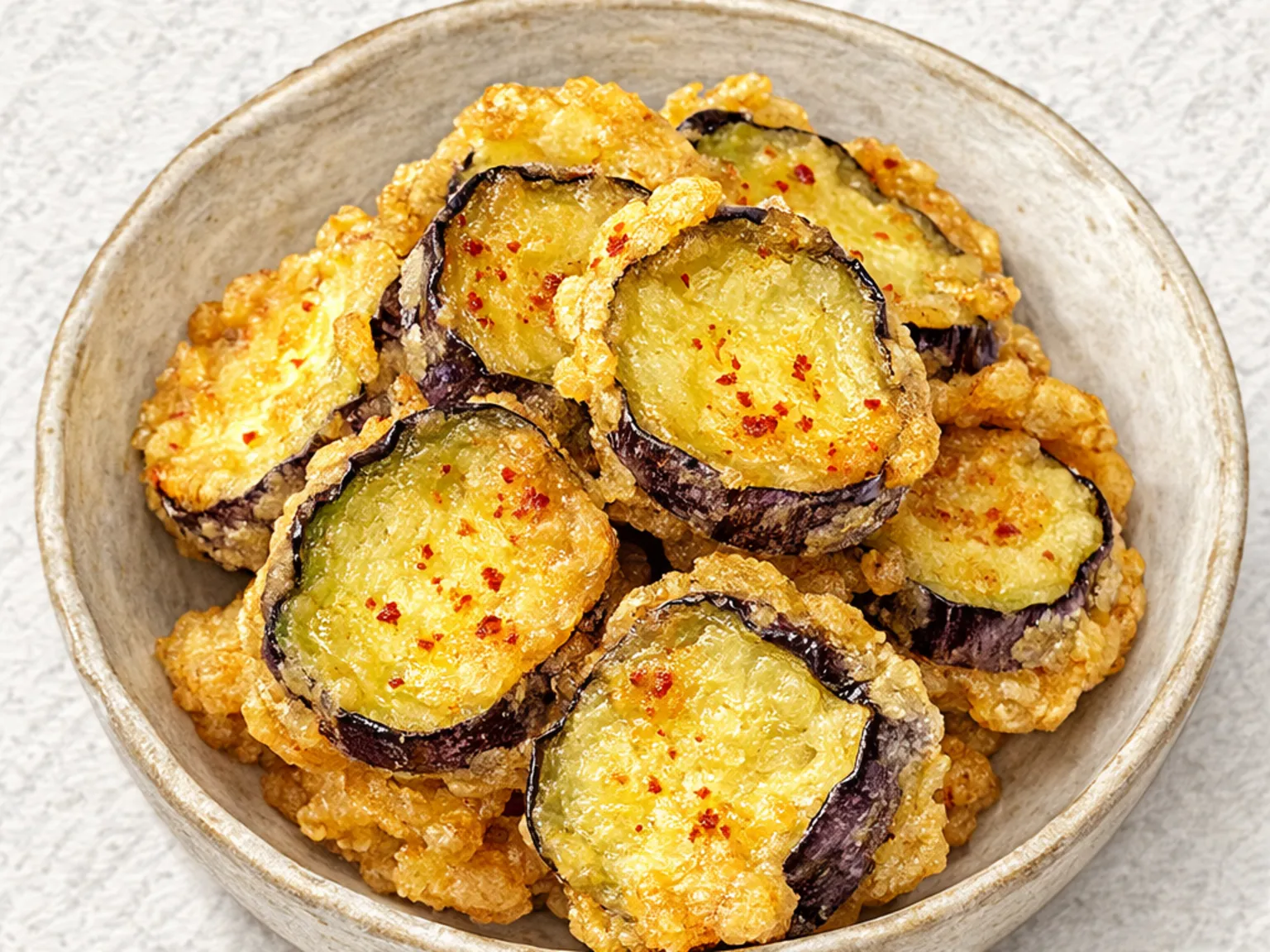 なす天ぷらバイト(炭酸水衣の揚げなす)