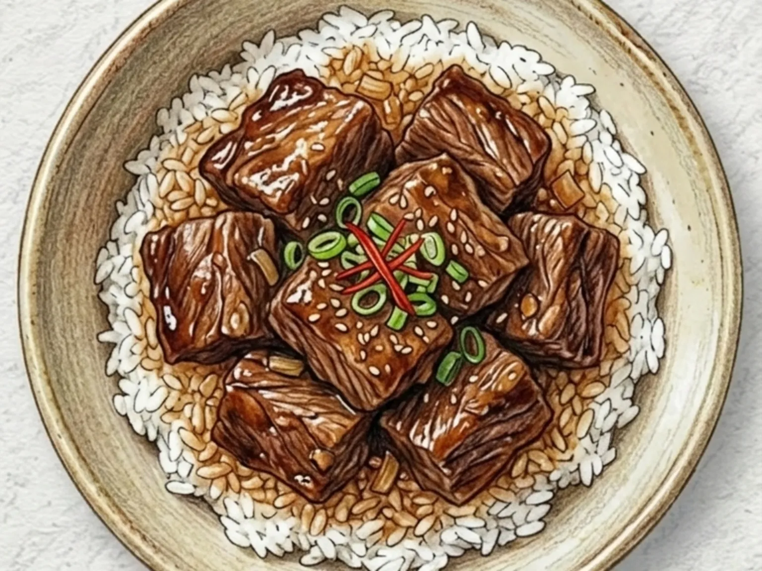 カルビ丼（じっくり煮込んだ甘辛牛カルビの丼）